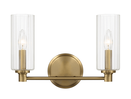 Regal Double Light Vanity With Clear Ribbed Glass - Satin Brass from Midinmod - Luna Furniture