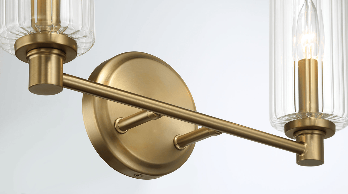 Regal Double Light Vanity With Clear Ribbed Glass - Satin Brass from Midinmod - Luna Furniture