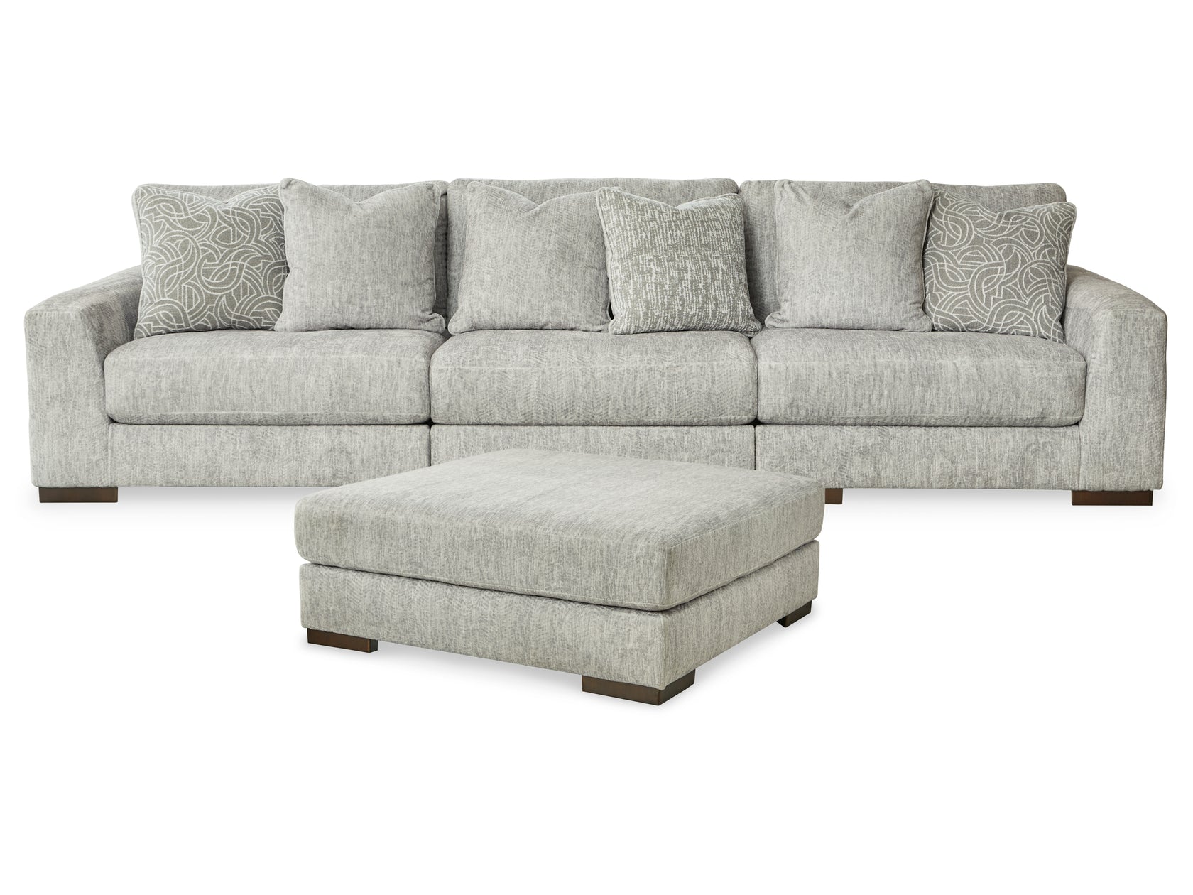 Regent Park Pewter 3-Piece Sectional with Ottoman from Ashley - Luna Furniture