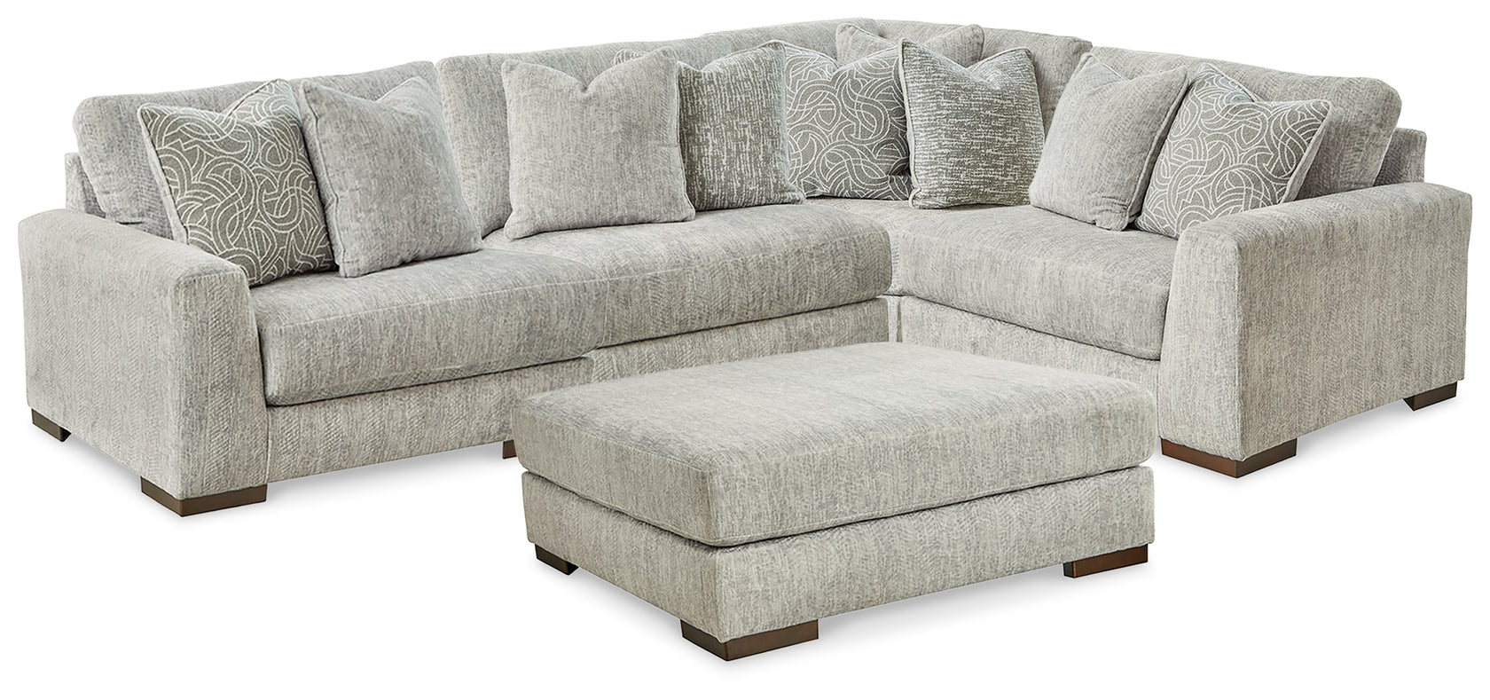 Regent Park Pewter 4-Piece Sectional with Ottoman from Ashley - Luna Furniture