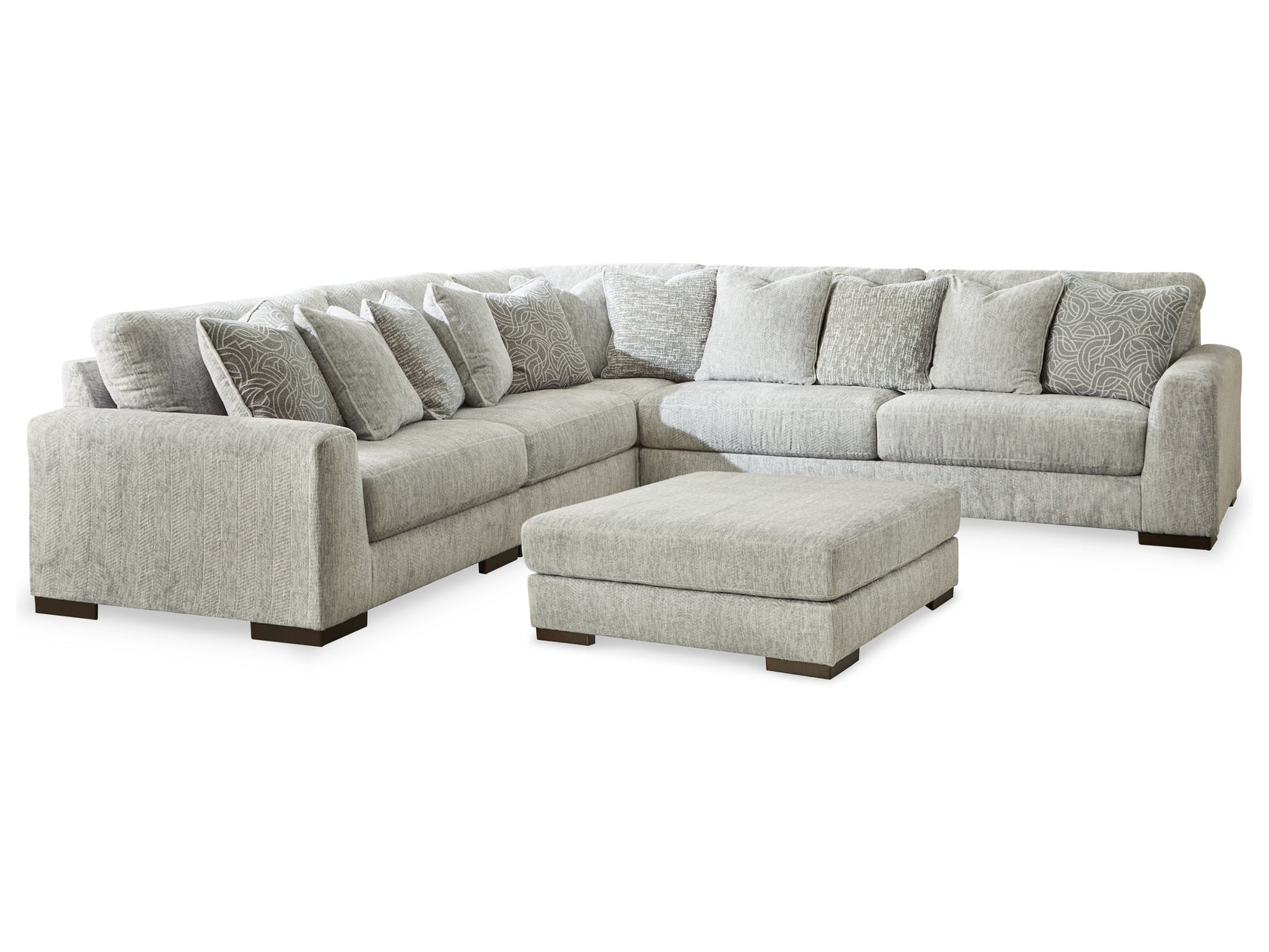 Regent Park Pewter 5-Piece Sectional with Ottoman from Ashley - Luna Furniture