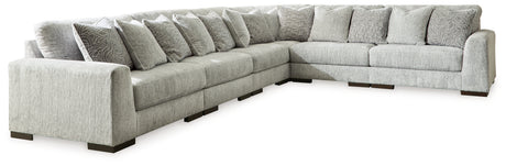 Regent Park Pewter 6-Piece Sectional with Ottoman from Ashley - Luna Furniture