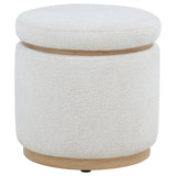 Remuda Ivory Boucle Upholstered Round Storage Ottoman from Coaster - Luna Furniture