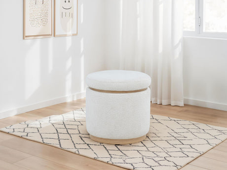 Remuda Ivory Boucle Upholstered Round Storage Ottoman from Coaster - Luna Furniture