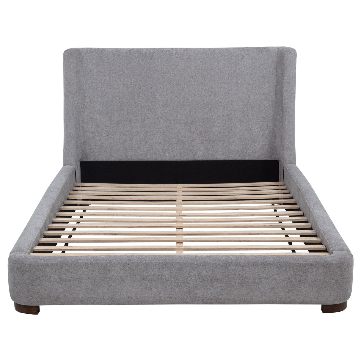 Rennes Gray Upholstered Eastern King Wingback Platform Bed from Coaster - Luna Furniture
