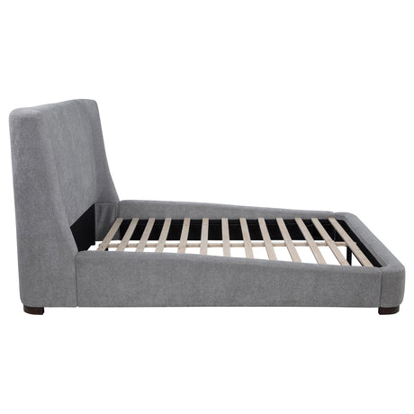 Rennes Gray Upholstered Eastern King Wingback Platform Bed from Coaster - Luna Furniture