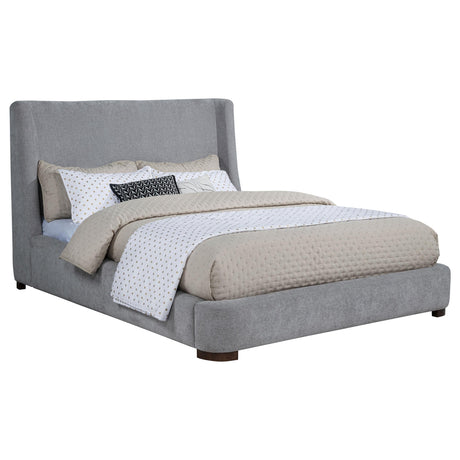 Rennes Gray Upholstered Queen Wingback Platform Bed from Coaster - Luna Furniture