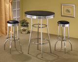 Retro 3-piece Round 1950s Bistro Pub Bar Table Set Black from Coaster - Luna Furniture