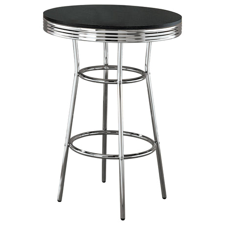 Retro 3-piece Round 1950s Bistro Pub Bar Table Set Black from Coaster - Luna Furniture