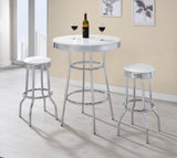 Retro 3-piece Round 1950s Bistro Pub Bar Table Set White from Coaster - Luna Furniture