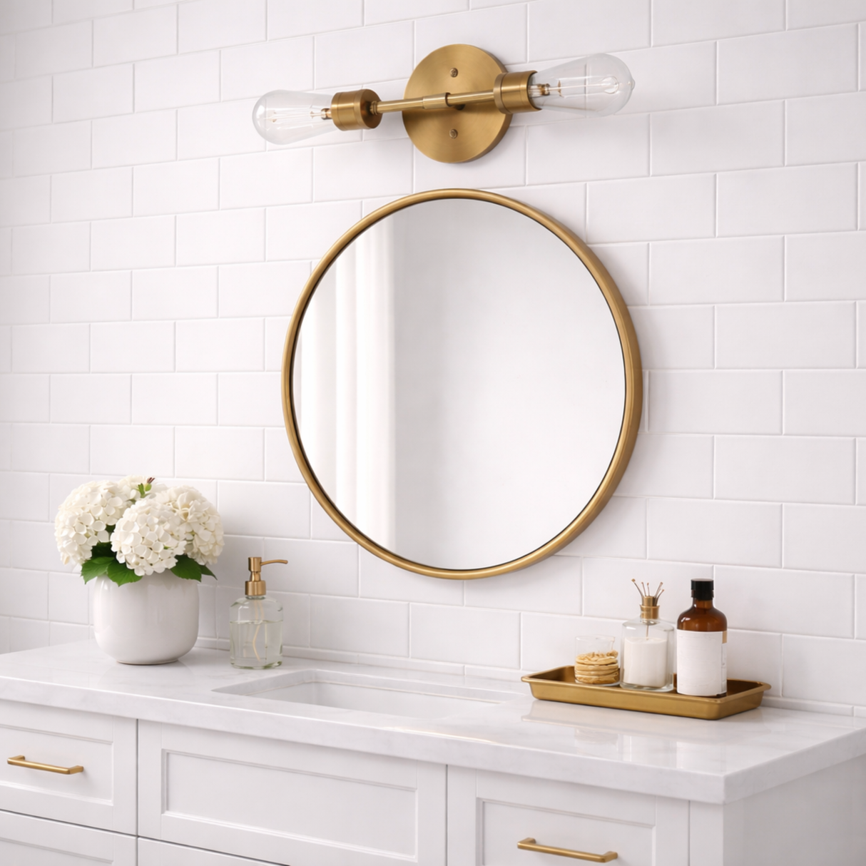 Reverie Double Lights Bathroom Wall Sconce over Mirror Bedroom Hallway Entryway 5"W × 10.75"H × 5"E from Ashcroft Furniture - Luna Furniture