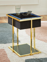 Rexwell Black/Gold Finish Accent Table with Speaker from Ashley - Luna Furniture