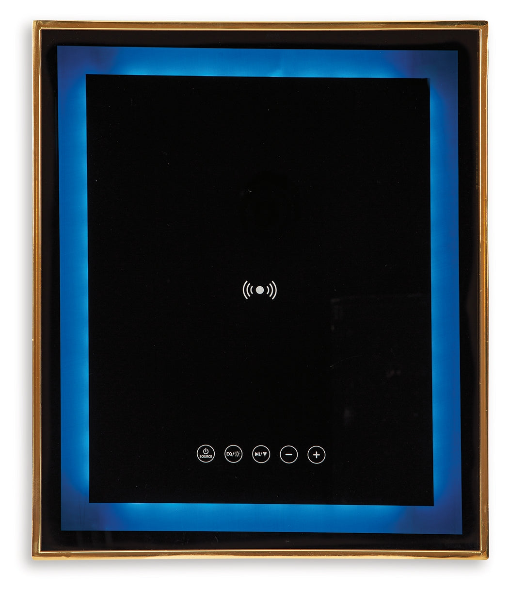 Rexwell Black/Gold Finish Accent Table with Speaker from Ashley - Luna Furniture