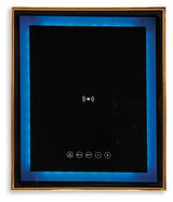 Rexwell Black/Gold Finish Accent Table with Speaker from Ashley - Luna Furniture