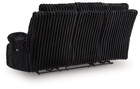 Rhine Falls Onyx Power Reclining Sofa with Drop Down Table from Ashley - Luna Furniture