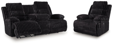 Rhine Falls Black Power Reclining Sofa and Power Recliner from Ashley - Luna Furniture