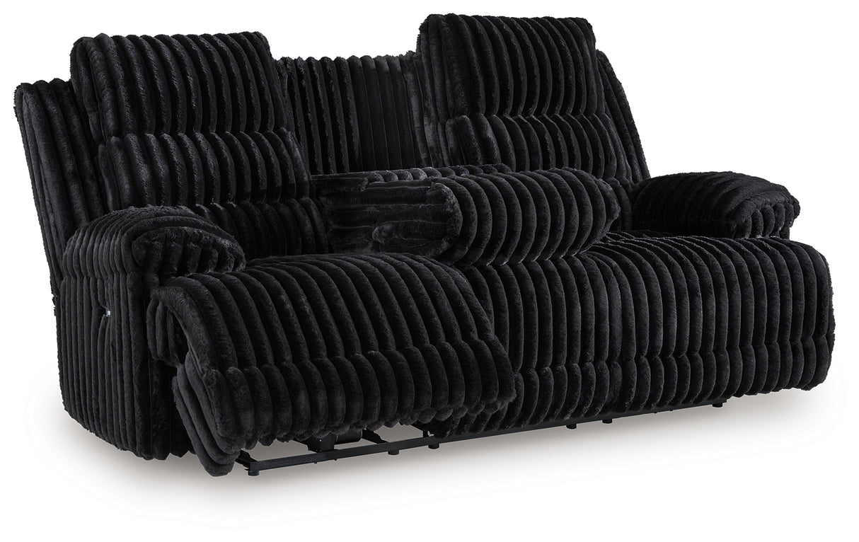 Rhine Falls Black Power Reclining Sofa and Power Recliner from Ashley - Luna Furniture