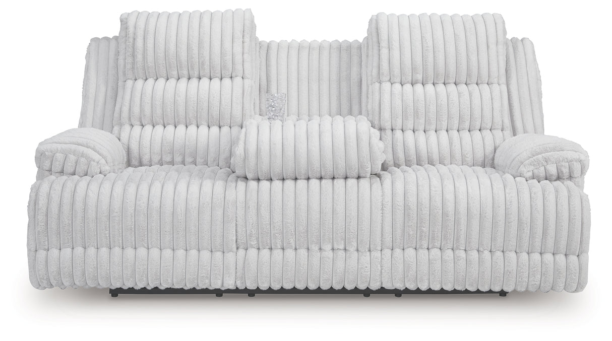 Rhines Falls Alloy Power Reclining Sofa with Drop Down Table from Ashley - Luna Furniture