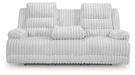 Rhines Falls Alloy Power Reclining Sofa with Drop Down Table from Ashley - Luna Furniture