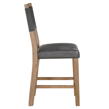 Aubrey 24″ Driftwood Counter Chair with Gray Vegan Leather from Steve Silver - Luna Furniture