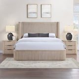 Henry Reeded 3-Drawer Nightstand with USB & Electric Outlets, Tan Finish from Steve Silver - Luna Furniture