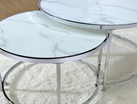 Rayne Nesting Cocktail Table, White from Steve Silver - Luna Furniture