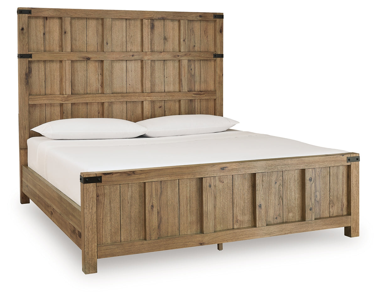 Ridgester Light Brown California King Panel Bed from Ashley - Luna Furniture