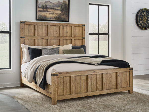 Ridgester Light Brown King Panel Bed