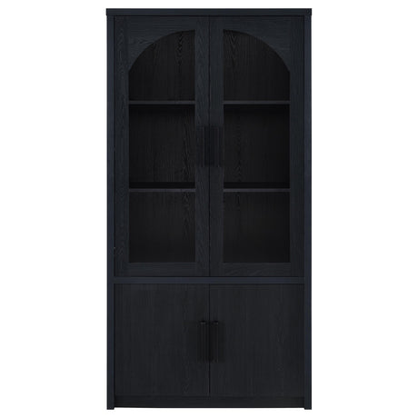 Riva Black 4-Door Tall Accent Display Cabinet with LED Lighting from Coaster - Luna Furniture