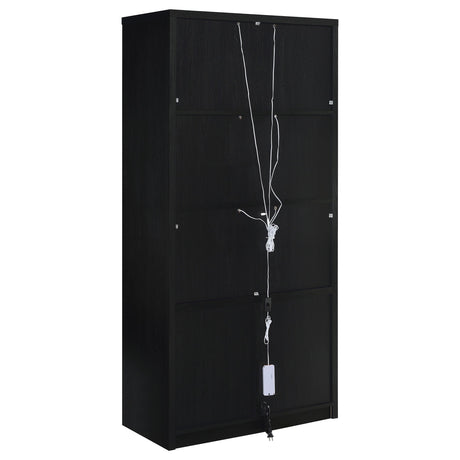 Riva Black 4-Door Tall Accent Display Cabinet with LED Lighting from Coaster - Luna Furniture
