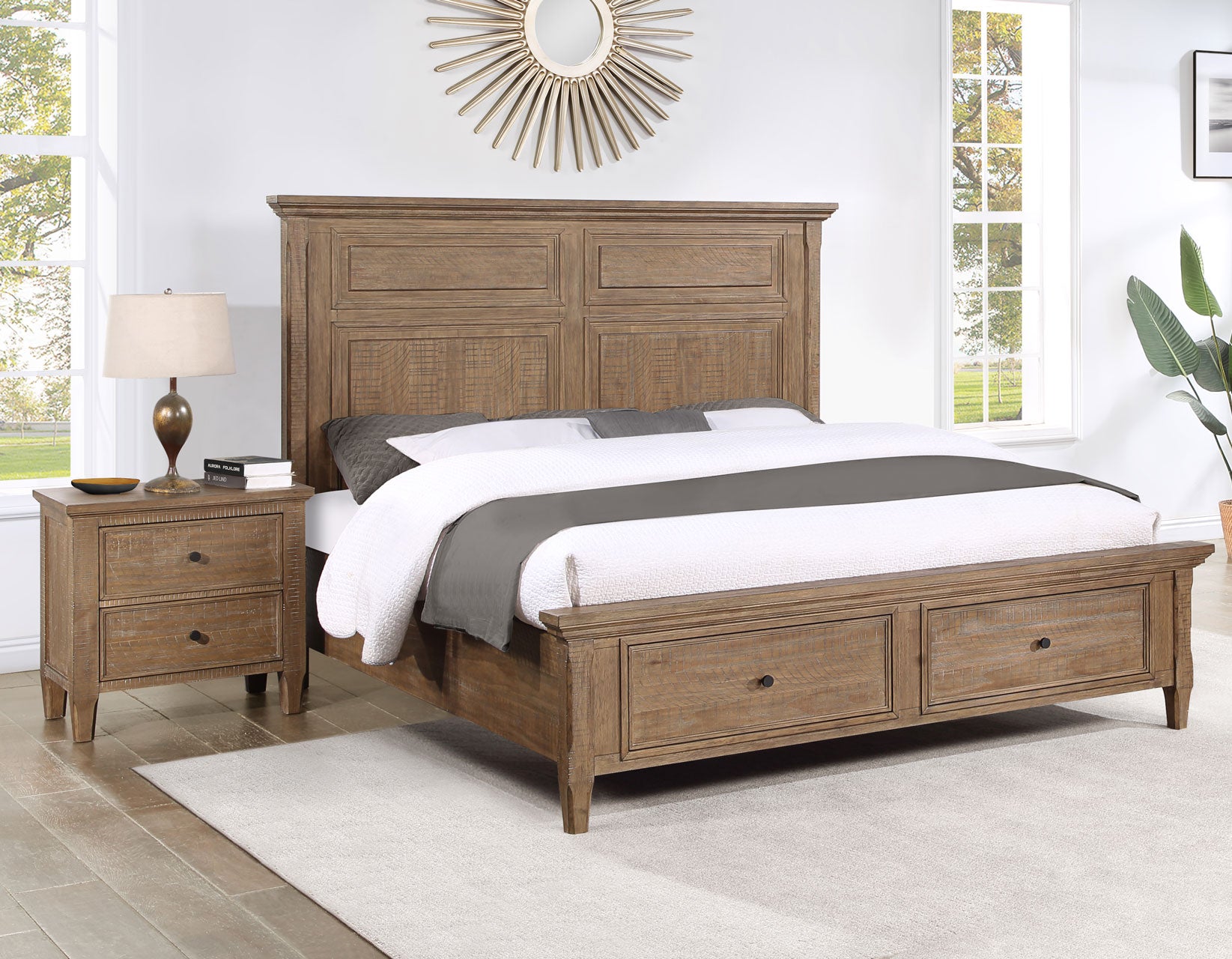 Riverdale Driftwood 4-Piece King Storage Platform Bedroom Set from Steve Silver - Luna Furniture