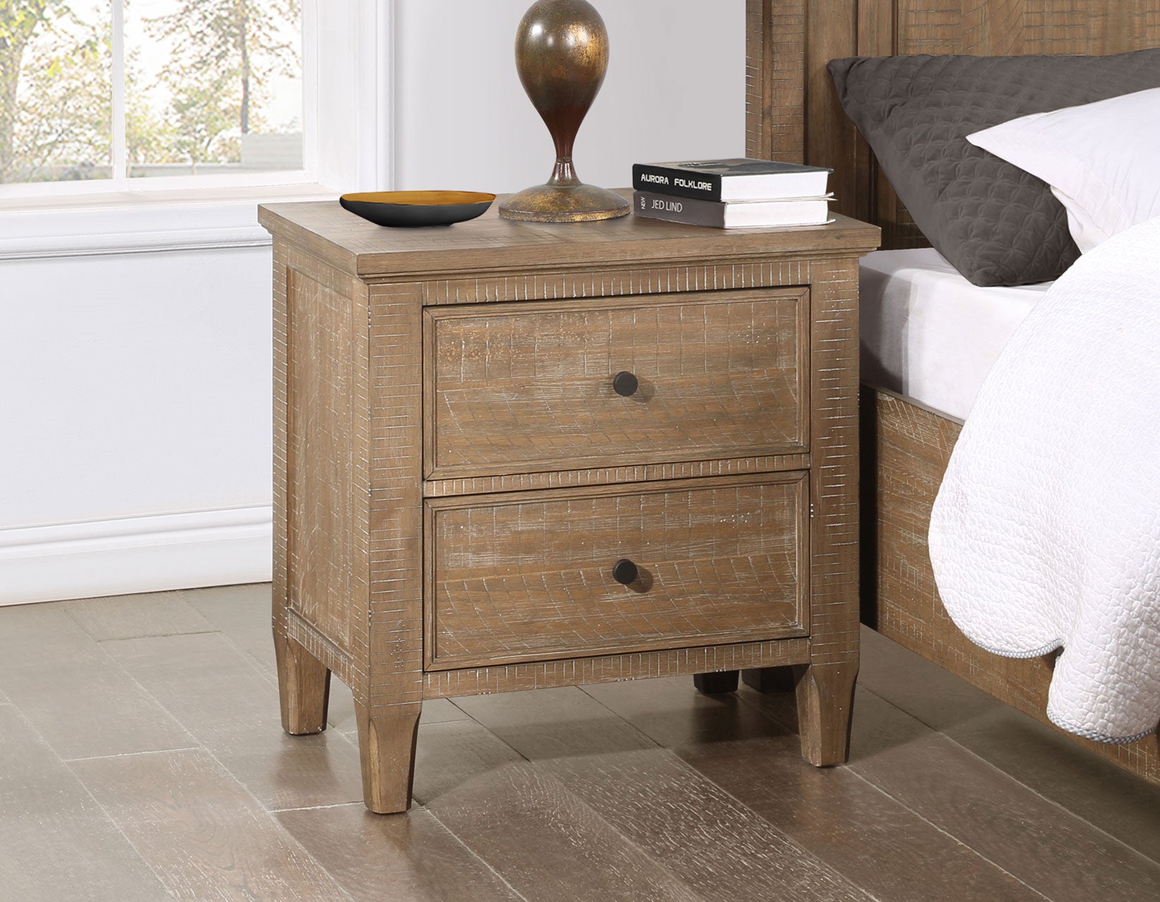 Riverdale Driftwood 4-Piece Queen Storage Platform Bedroom Set from Steve Silver - Luna Furniture