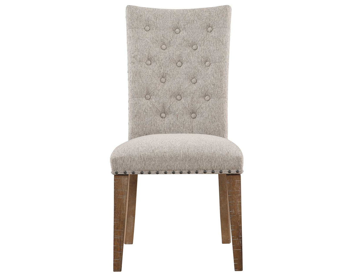 Riverdale Oatmeal/Driftwood 7-Piece Upholstered Trestle Dining Set from Steve Silver - Luna Furniture