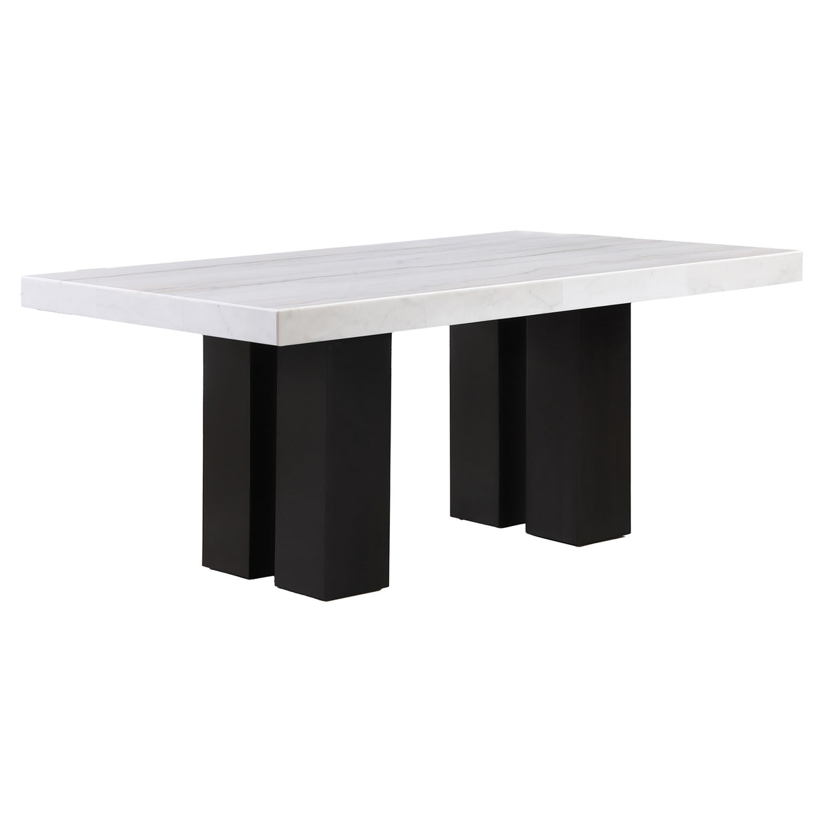 Artemis White Rectangle Marble Top 9-Piece Dining Set with White Vegan Leather Chairs from Steve Silver - Luna Furniture