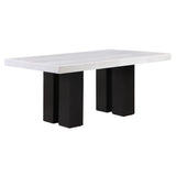 Artemis White Rectangle Marble Top 9-Piece Dining Set with White Vegan Leather Chairs from Steve Silver - Luna Furniture