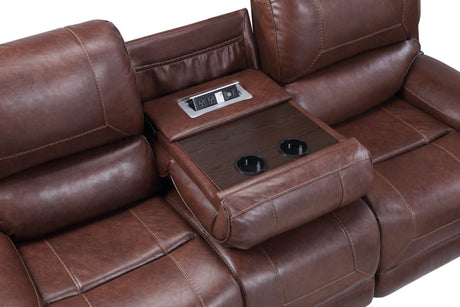 Keily Brown Reclining Sofa with Drop-Down Table from Steve Silver - Luna Furniture