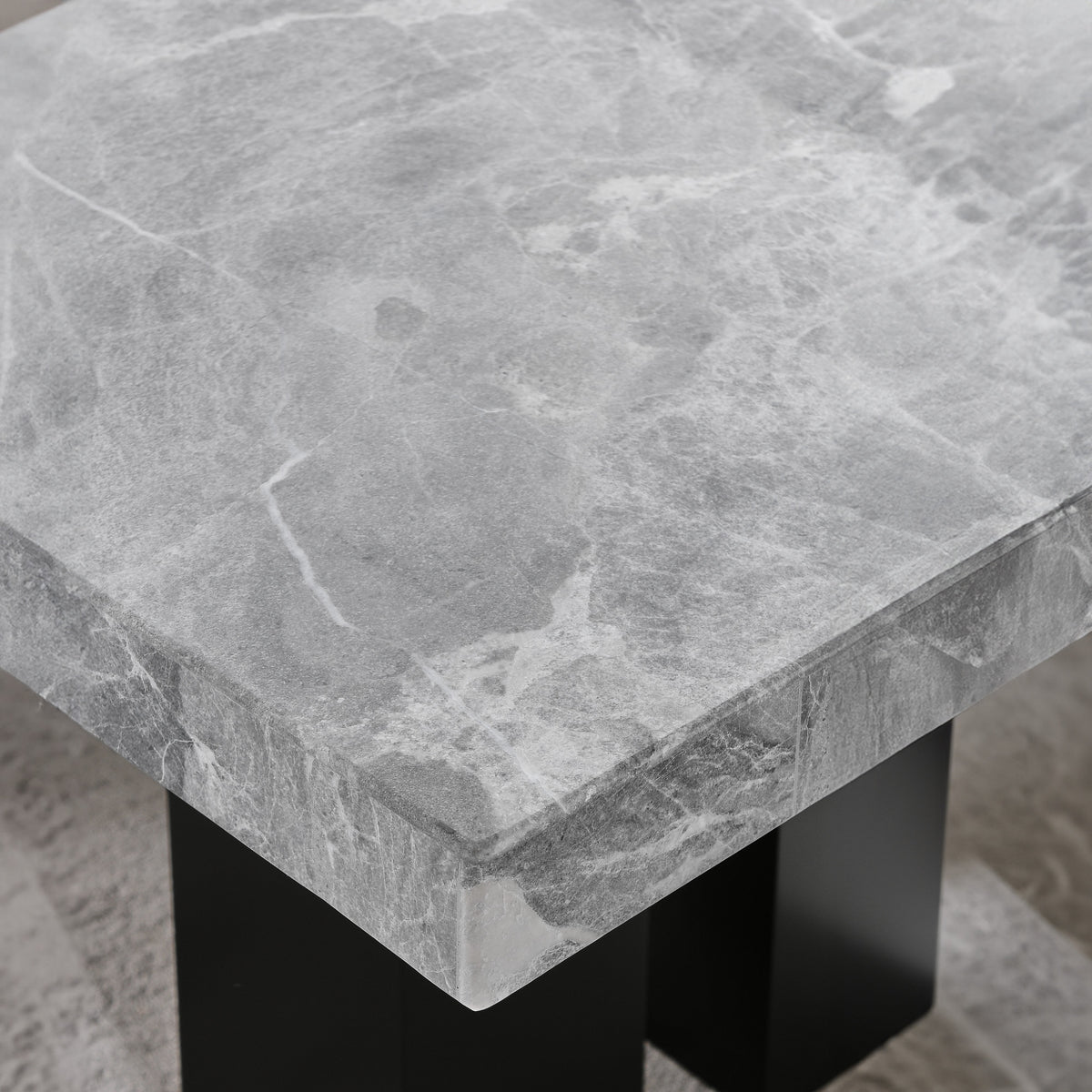Camila Black 7-Piece Rectangle Gray Marble Top Dining Set from Steve Silver - Luna Furniture