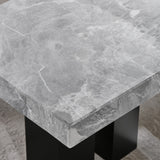 Camila Black 7-Piece Rectangle Gray Marble Top Dining Set from Steve Silver - Luna Furniture