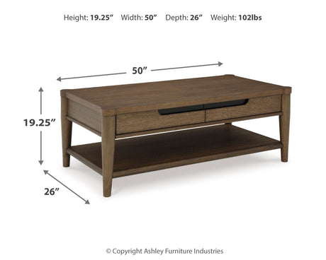 Roanhowe Coffee Table with 1 End Table in Brown from Ashley - Luna Furniture