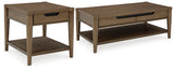 Roanhowe Coffee Table with 1 End Table in Brown from Ashley - Luna Furniture