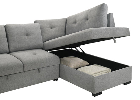 Roanne Fabric Upholstered Sleeper Sectional Sofa Grey from Coaster - Luna Furniture