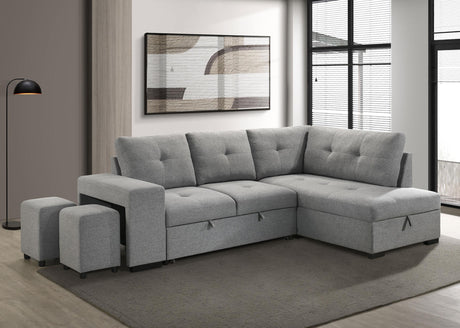 Roanne Fabric Upholstered Sleeper Sectional Sofa Grey from Coaster - Luna Furniture