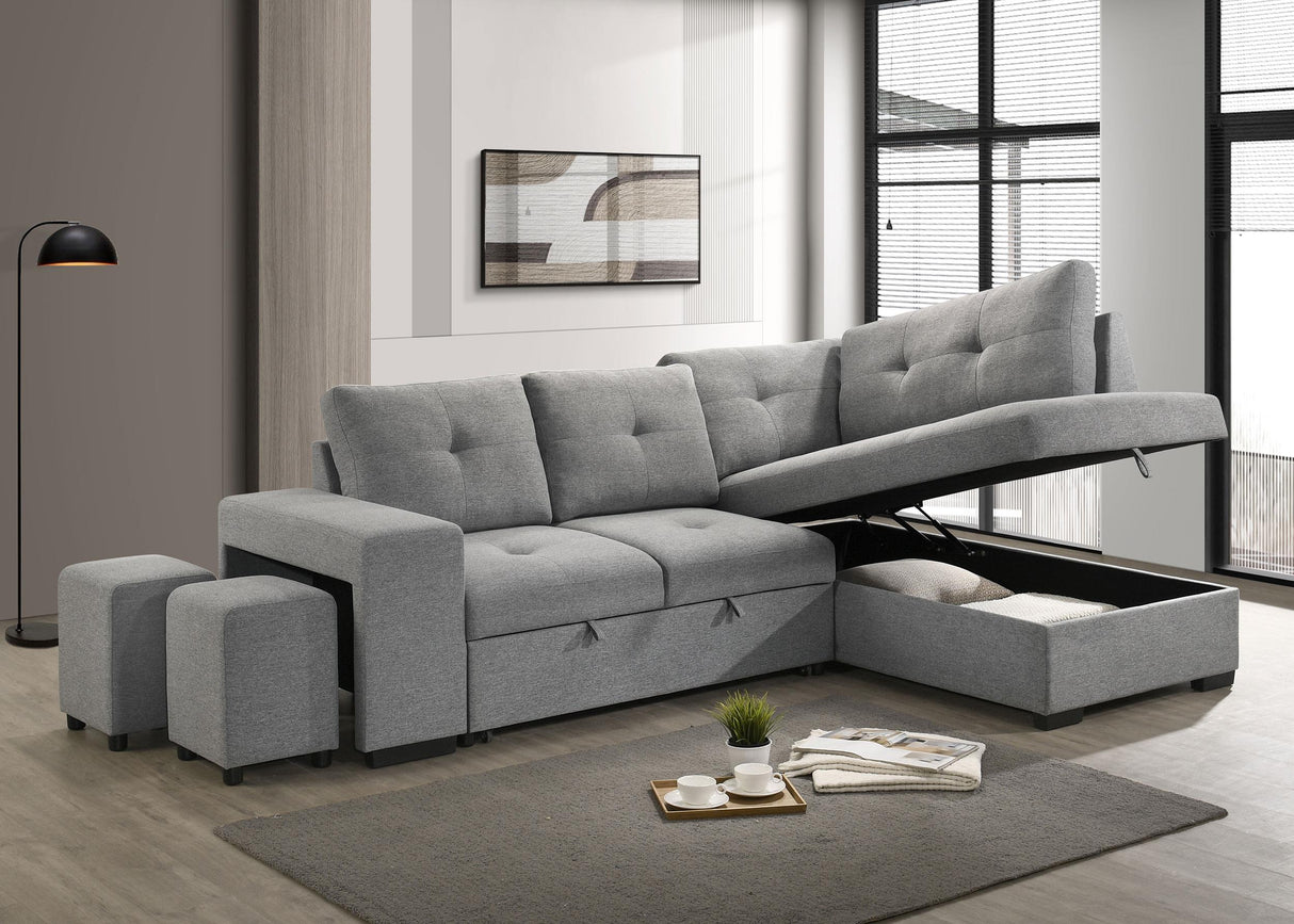 Roanne Fabric Upholstered Sleeper Sectional Sofa Grey from Coaster - Luna Furniture