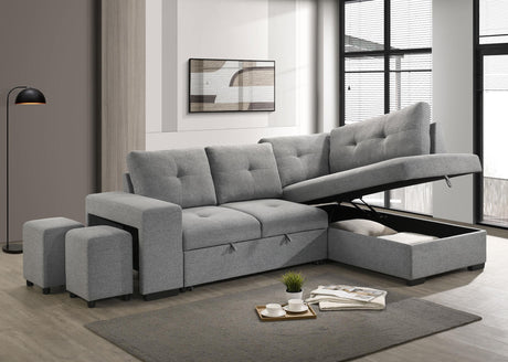 Roanne Fabric Upholstered Sleeper Sectional Sofa Grey from Coaster - Luna Furniture