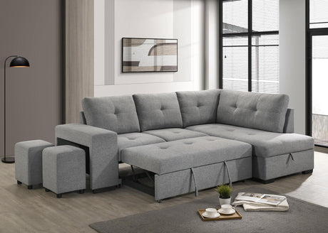 Roanne Fabric Upholstered Sleeper Sectional Sofa Grey from Coaster - Luna Furniture