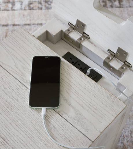 Robbinsdale Antique White Chairside End Table from Ashley - Luna Furniture