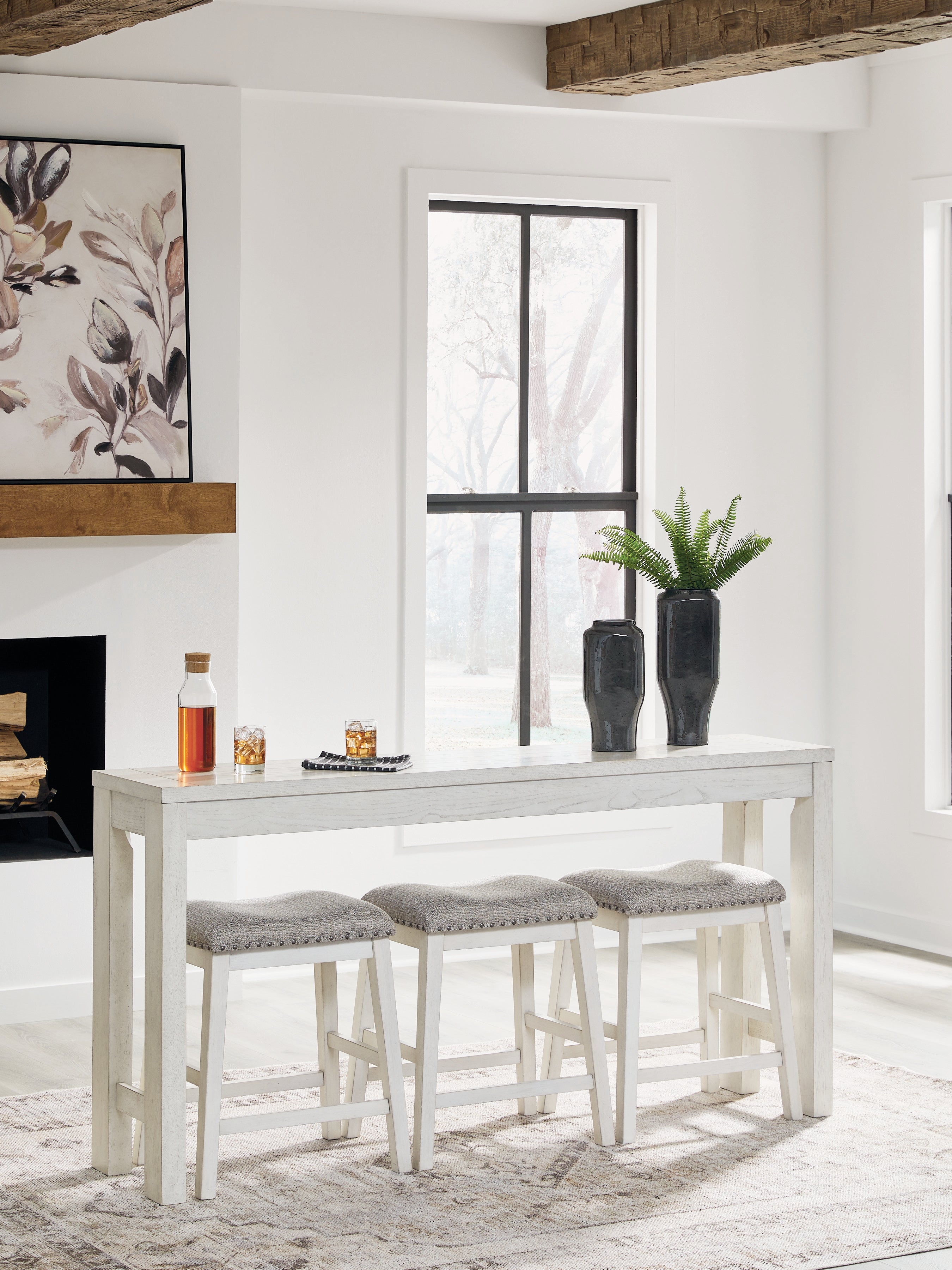 Ashley Robbinsdale Antique White Counter Height Dining Table and 3