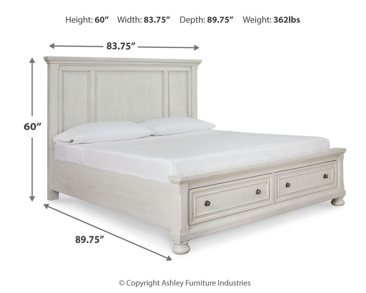 Robbinsdale Antique White King Storage Bed and 2 Nightstands from Ashley - Luna Furniture