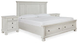 Robbinsdale Antique White King Storage Bed and 2 Nightstands from Ashley - Luna Furniture
