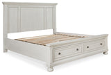 Robbinsdale Antique White King Storage Bed and 2 Nightstands from Ashley - Luna Furniture